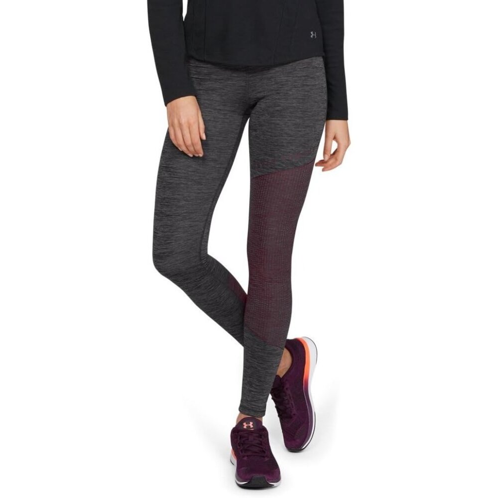 Under Armour Womens High Rise Leggings Size 2XL Heather Gray Colorblock Pull On